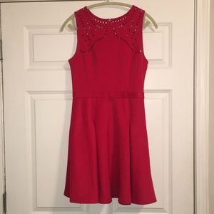 Laser cutout red dress